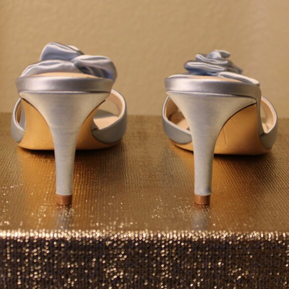 Black Suede Studio - Josey 65 - Blue Fog Satin - Heeled Sandal - Picture 3 of 9